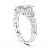 Oval Trinity Ring with Double Pavé