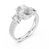 Oval Trinity Ring with Double Pavé
