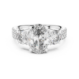 Oval Trinity Ring with Double Pavé
