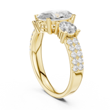 Oval Trinity Ring with Double Pavé