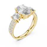 Oval Trinity Ring with Double Pavé