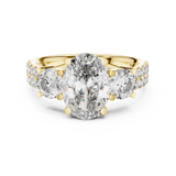 Oval Trinity Ring with Double Pavé